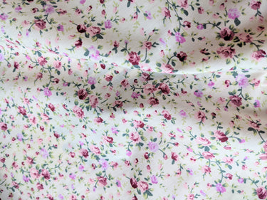 Pink Poly Cotton Rose Fabric, Floral Fabric, Small Print Fabric